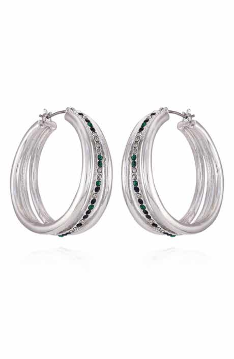 Vince Camuto Crystal Triple Row Hoop Earrings
