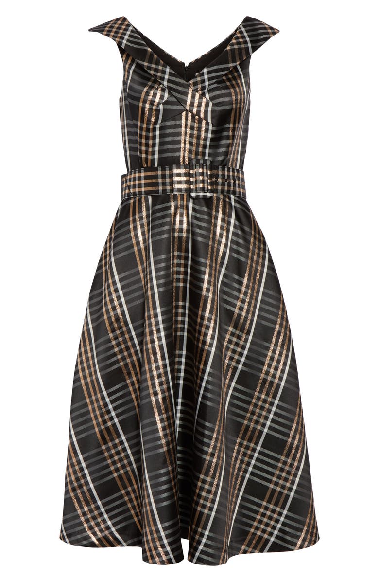 1901 Belted Plaid Midi Dress, Alternate, color, 