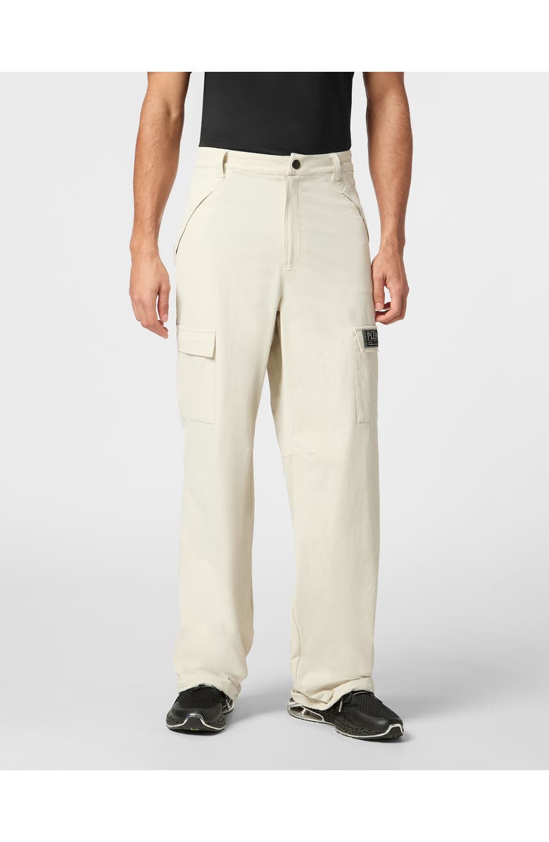 PLEIN SPORT Technical Nylon Loose Fit Cargo Trousers Scratch Men, Main, color, Grey