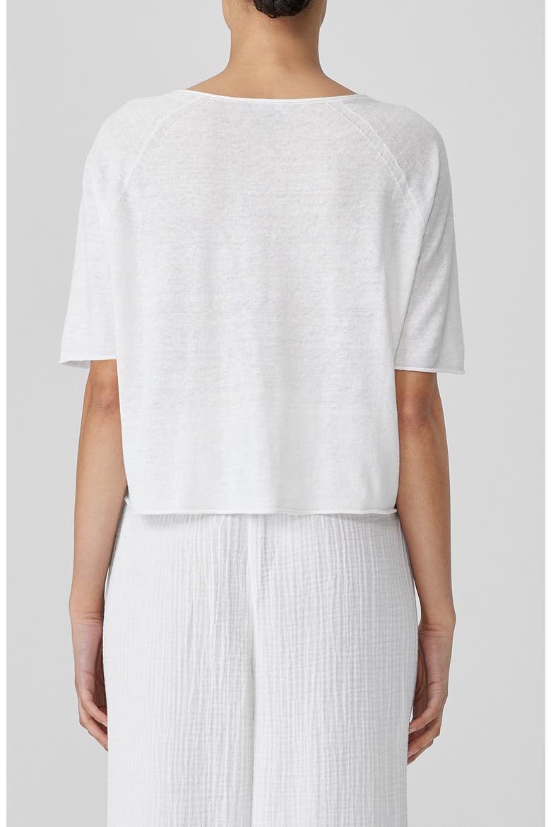 Rolled Edge Linen Blend Sweater, Alternate, color, WHITE