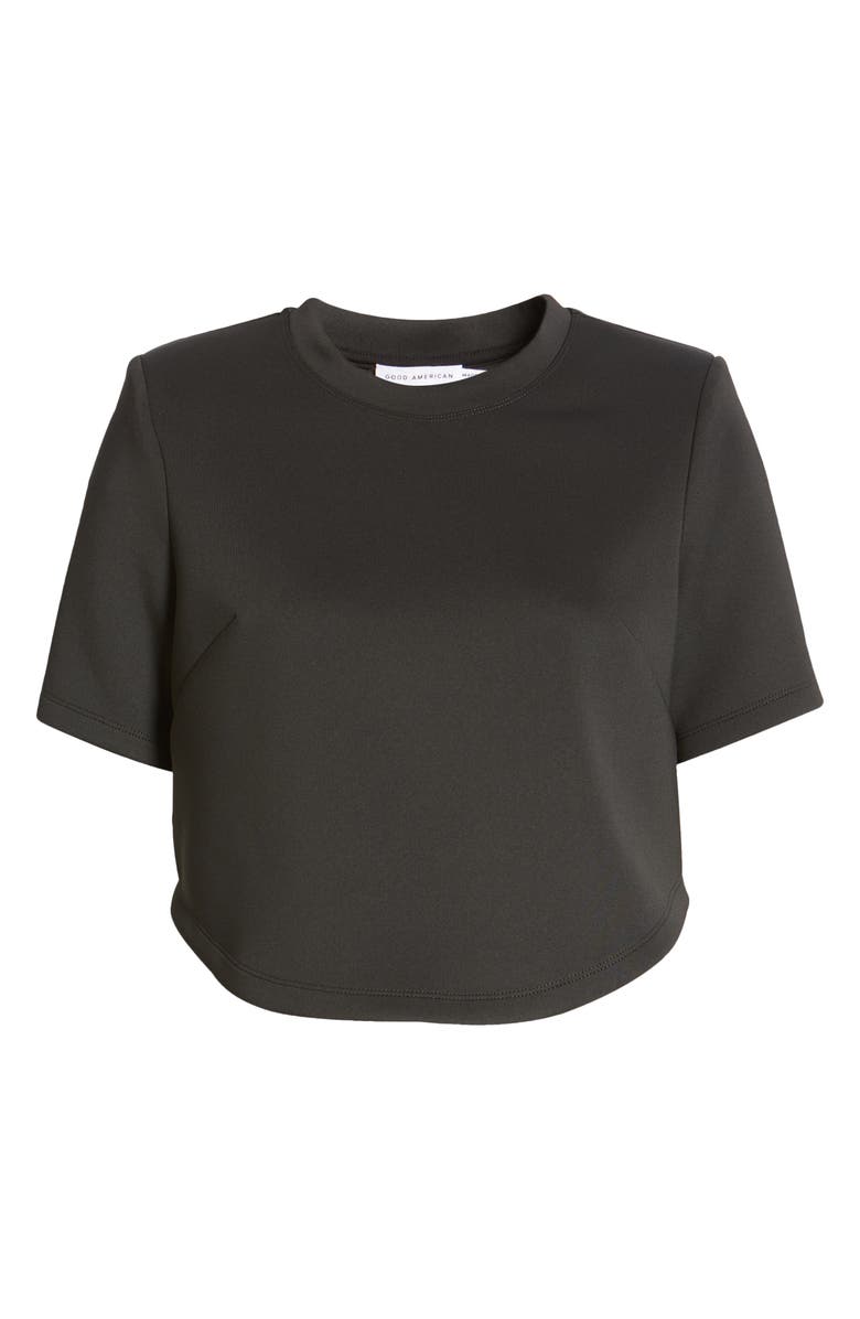 Good American Strong Shoulder Scuba Crepe Crop T-Shirt, Alternate, color,
