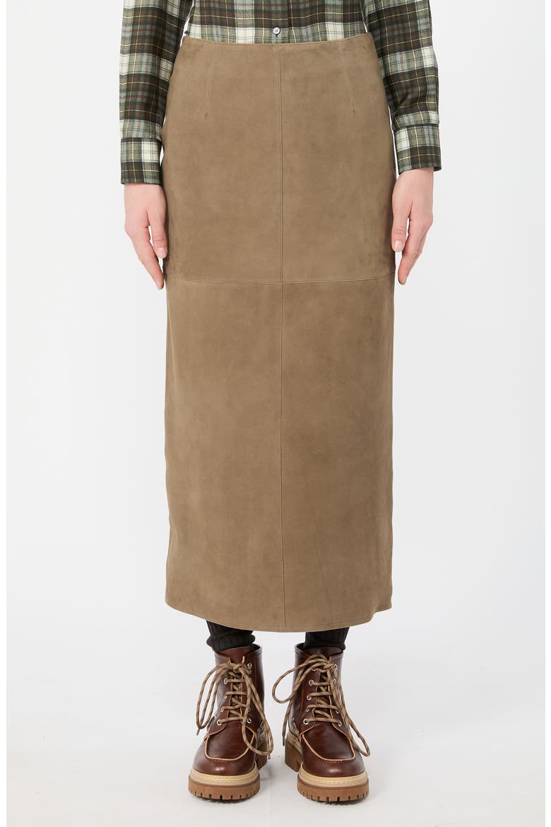 Leather Midi Skirt, Main, color, KAKI