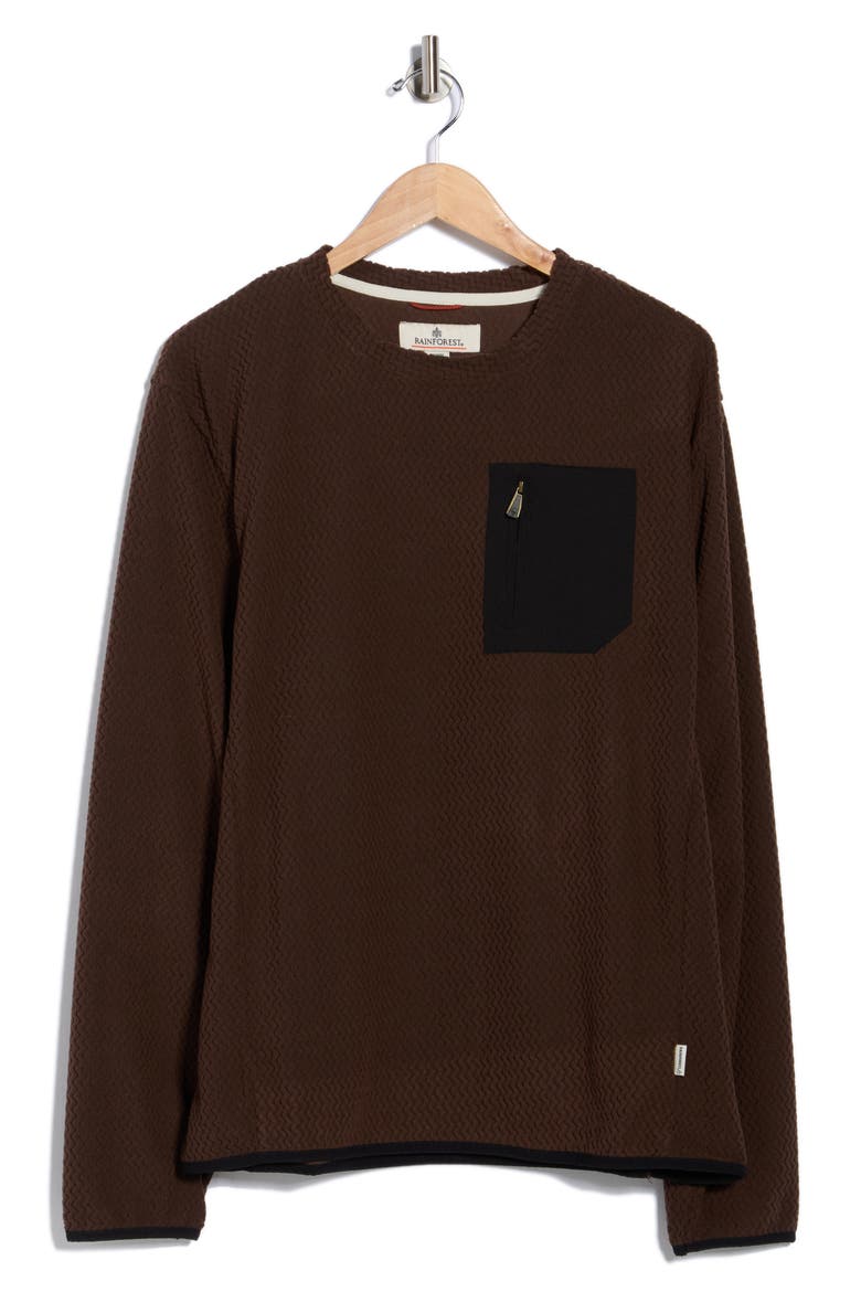Vault Chevron Crewneck Pullover, Alternate, color, DARK BROWN