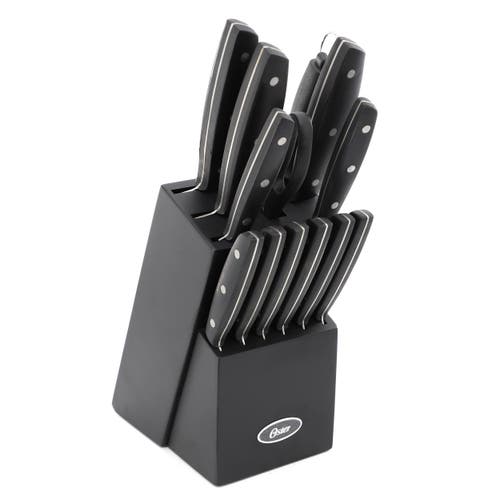 Oster Riggins 14 Piece Stainless Steel Cutlery Set With Hardwood Storage Block In Black