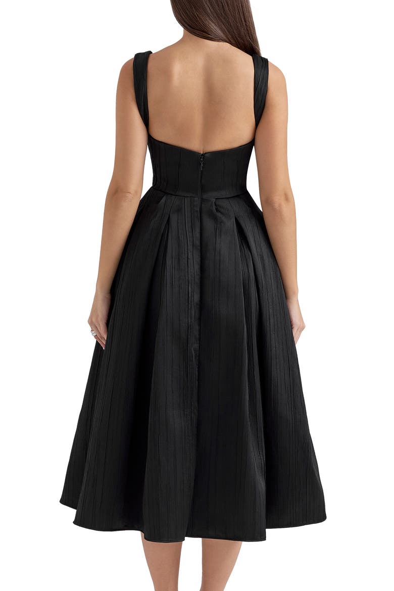Isabeau Voluminous Fit & Flare Midi Dress, Alternate, color, BLACK