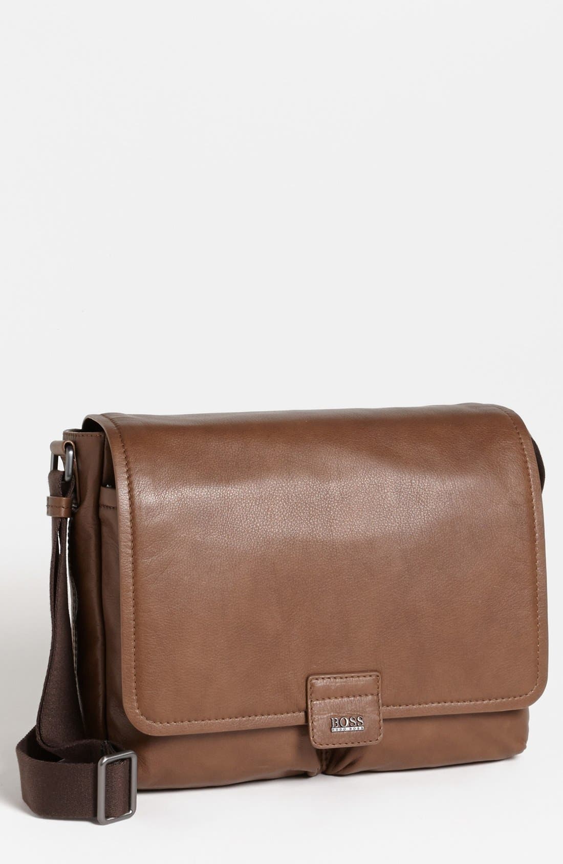 BOSS HUGO BOSS 'Sudit' Leather Messenger Bag, Main, color, 