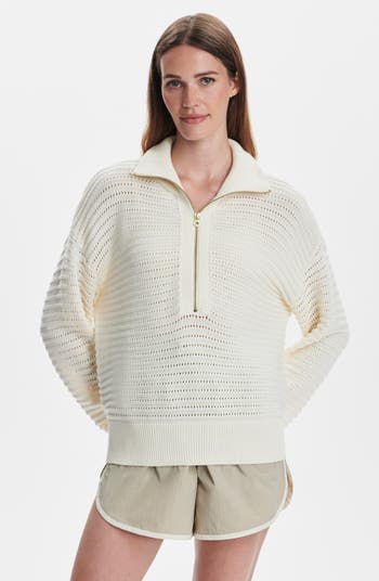 Tara Pointelle Half Zip Sweater