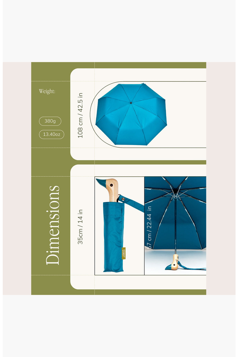 Eco-Friendly Compact Duck Umbrella, Alternate, color, Teal