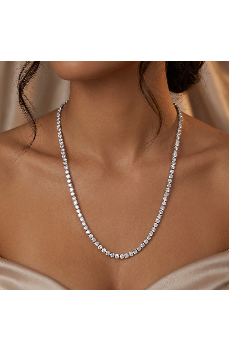 Bliss Diamond Certified 38.34Ct Natural Diamond 25.5" Tennis Necklace 14k Gold, Alternate, color, 14K White Gold