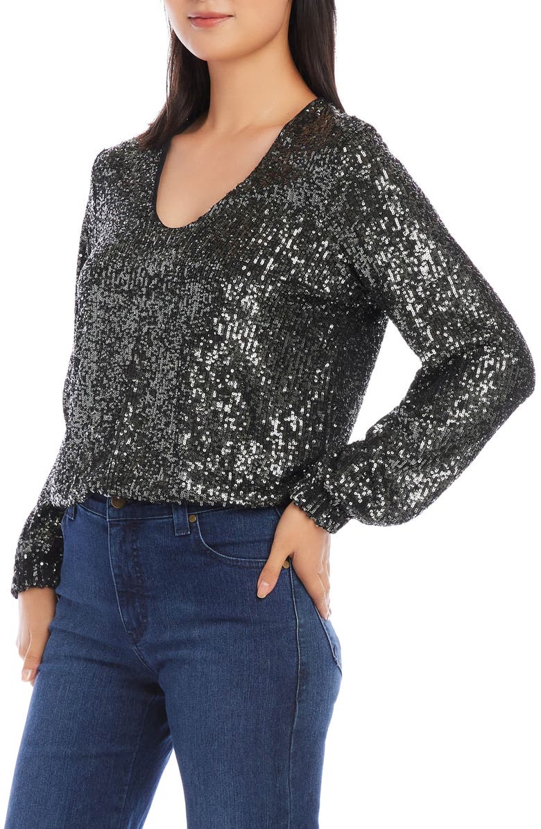 Karen Kane Balloon Sleeve Sequin Top, Alternate, color,
