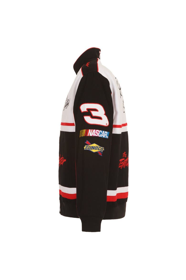 Men's JH Design Black/White Dale Earnhardt Twill Uniform Full-Snap Jacket, Alternate, color, Black