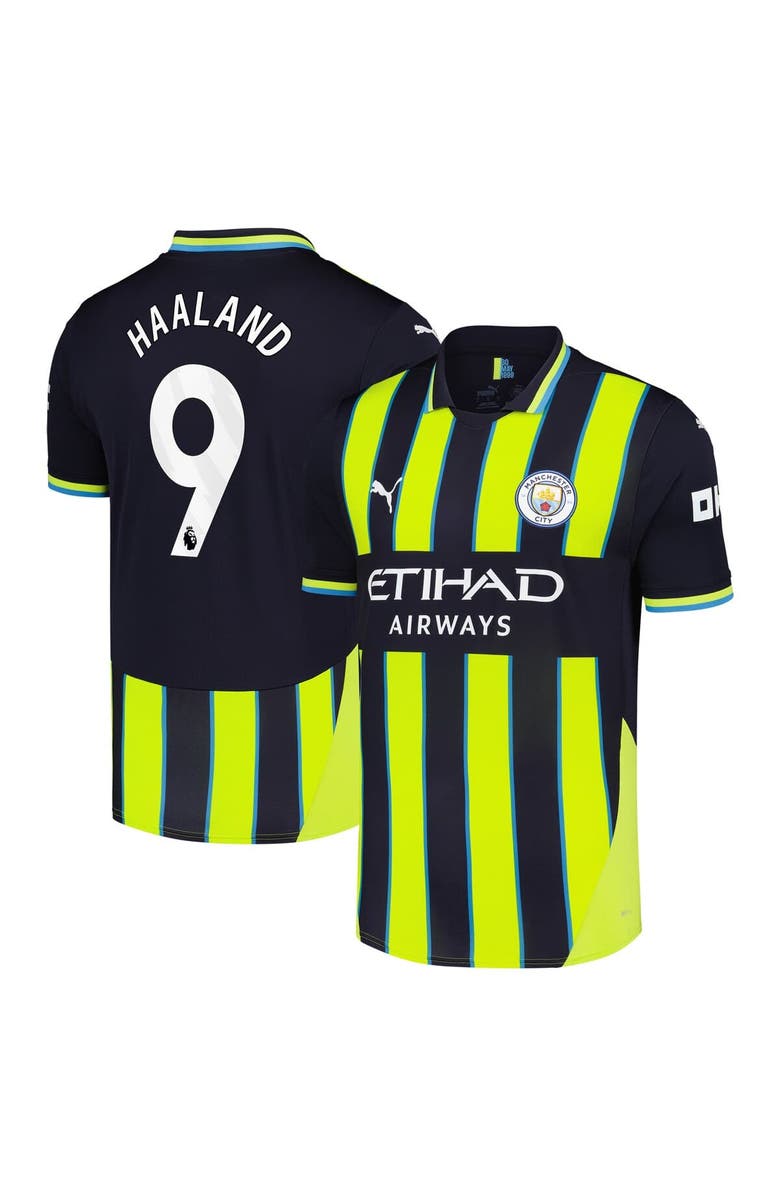 PUMA Men's Puma Erling Haaland Navy Manchester City 2024/25 Away Replica Player Jersey, Main, color, 