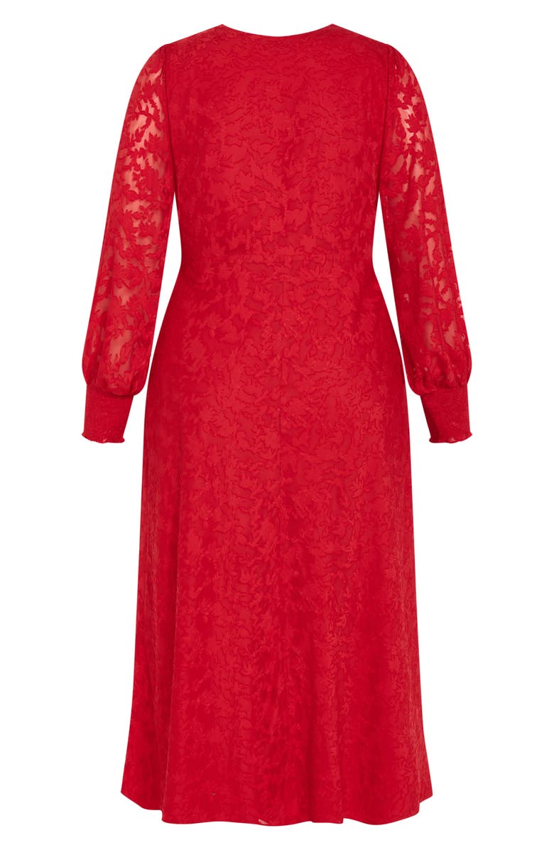 City Chic Marci Textured Print Long Sleeve Maxi Dress, Alternate, color, Red