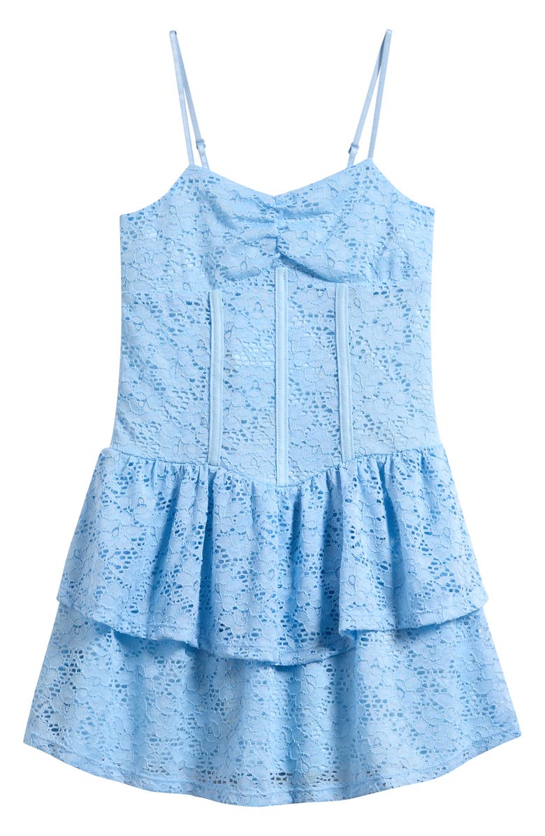 Ava & Yelly Kids' Tiered Lace Dress, Main, color, Light Blue