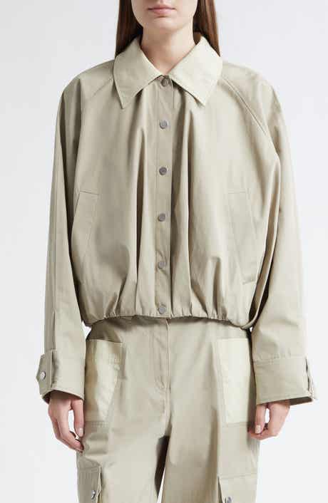 Snap Front Cotton Blouson Bomber Jacket