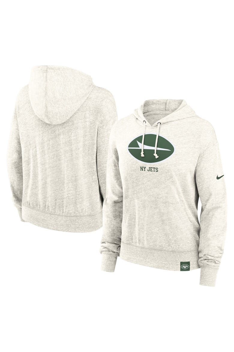 Women's Nike Cream New York Jets Gym Vintage Logo Pullover Hoodie, Alternate, color, Cream