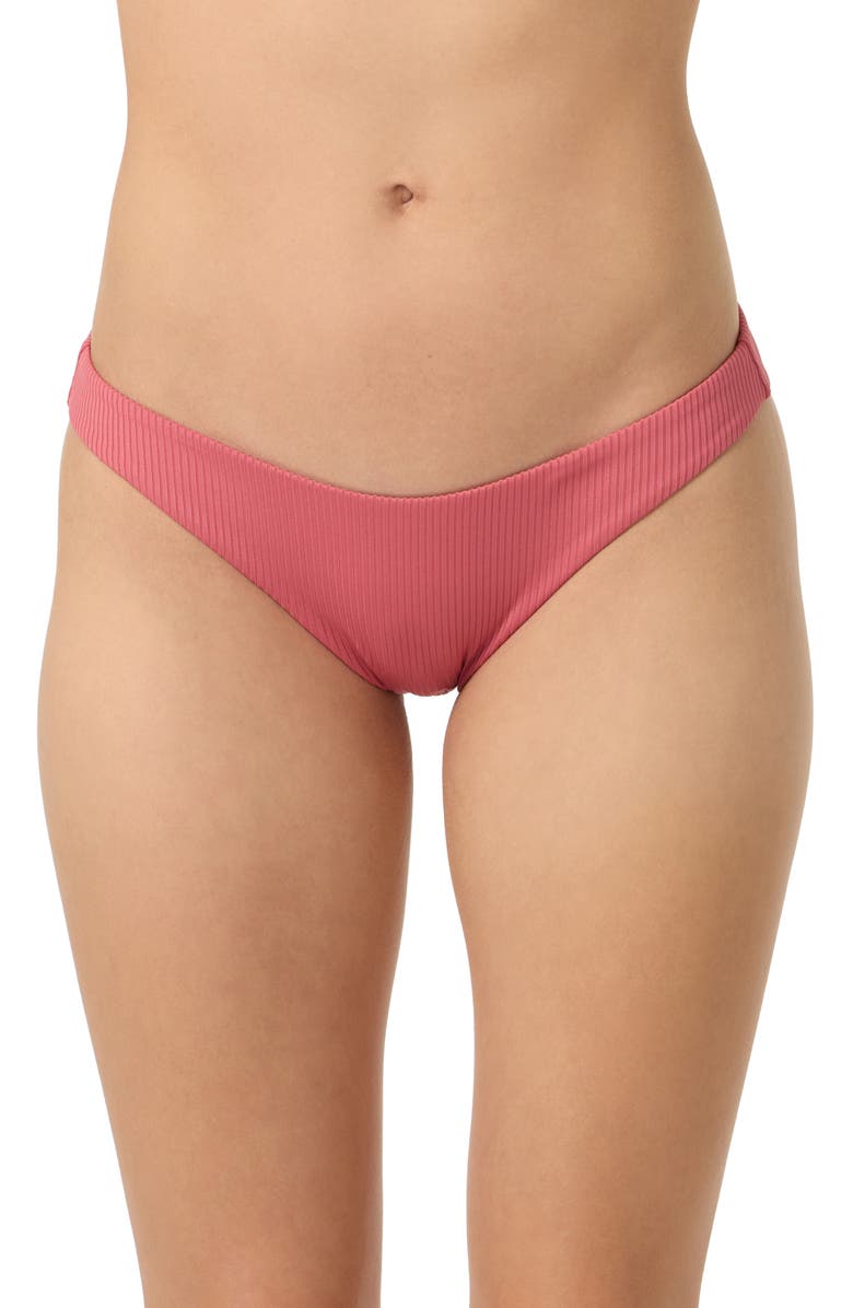 O'Neill Saltwater Solids Rib Bikini Bottoms, Main, color, Baroque Rose
