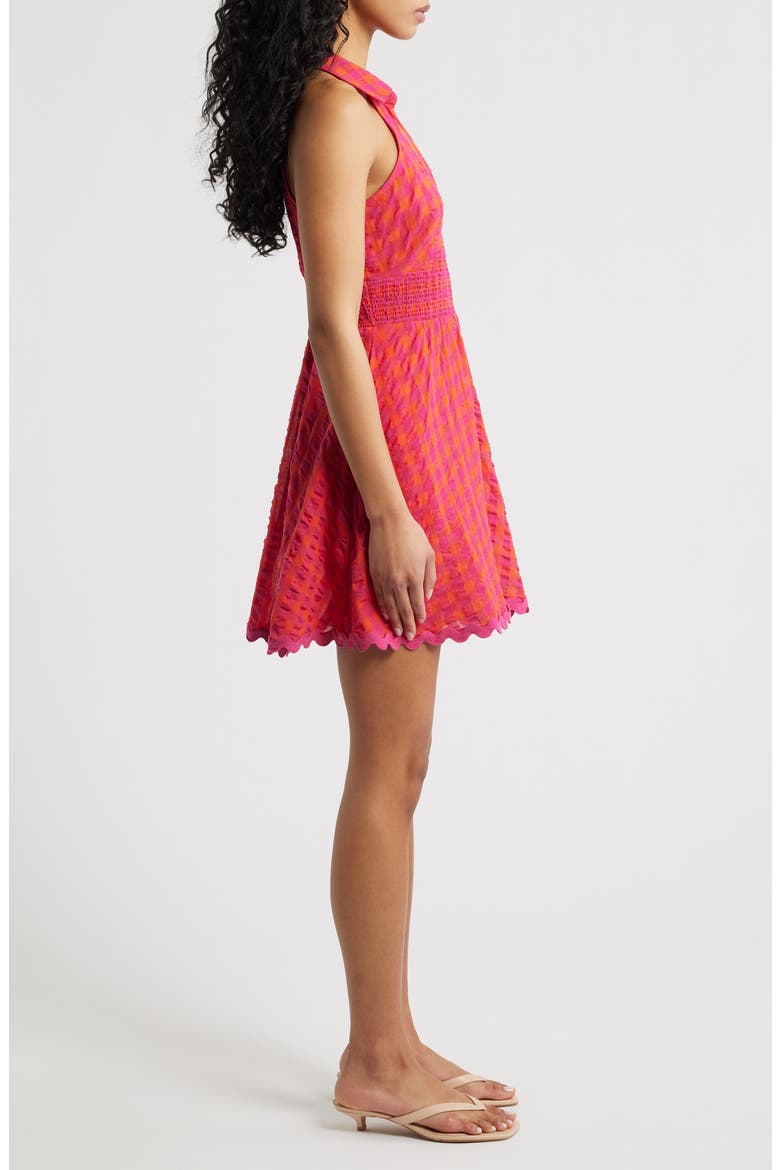 Quinnen Texture Smocked Fit & Flare Minidress, Alternate, color, PINK/ ORANGE