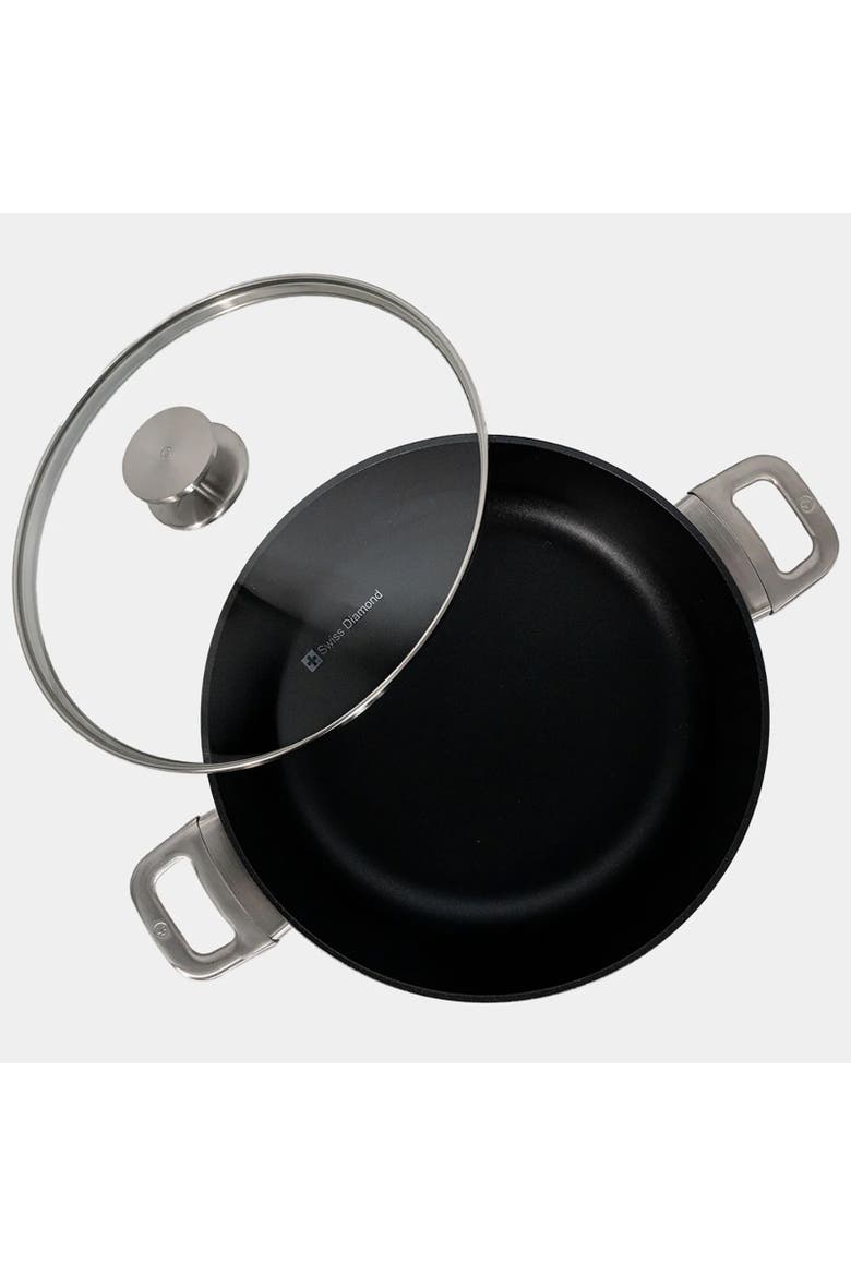 CHD Nonstick Braiser with Glass Lid, 7.2 qt, Alternate, color, Black