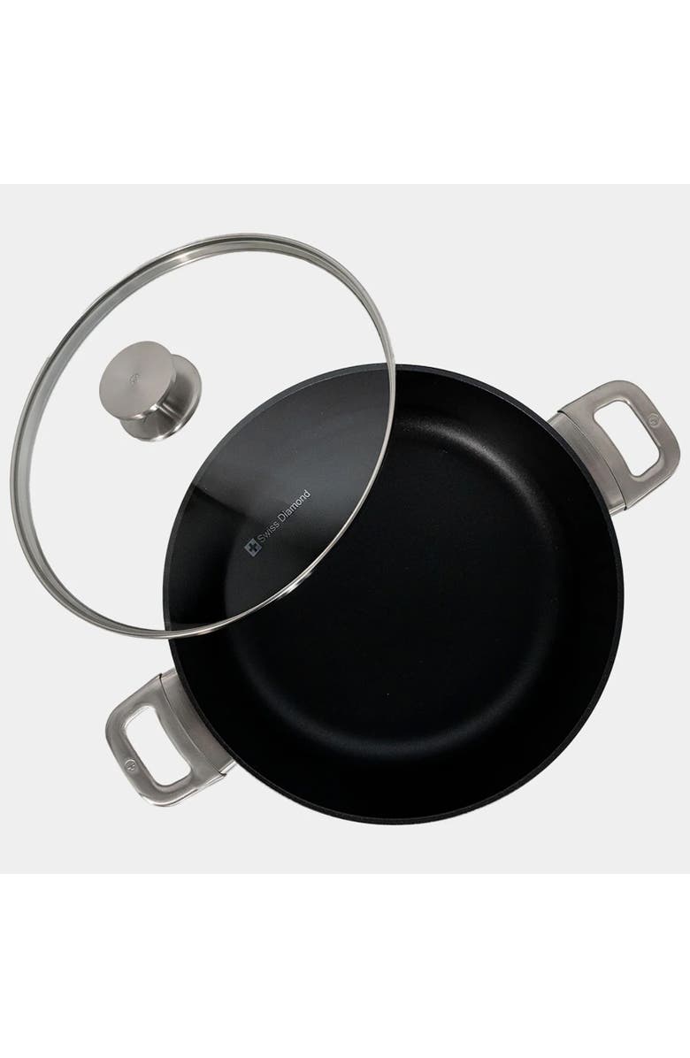 Swiss Diamond CHD Nonstick Braiser with Glass Lid, 7.2 qt, Alternate, color, Black