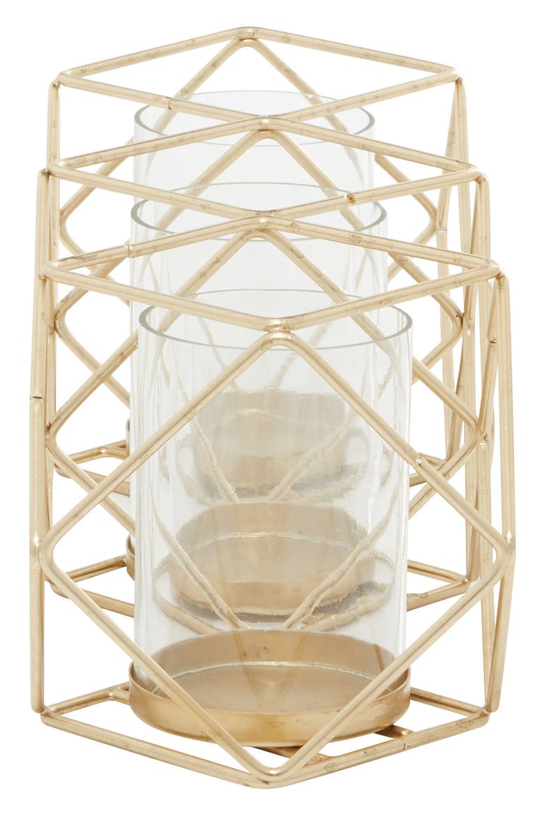 Goldtone Metal Modern Candle Holder, Alternate, color, GOLD