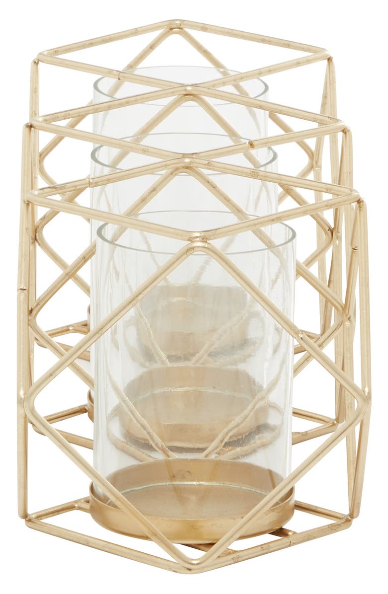 VIVIAN LUNE HOME Goldtone Metal Modern Candle Holder, Alternate, color, Gold