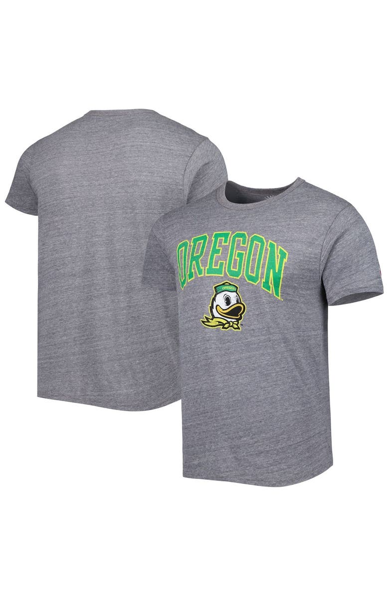 LEAGUE COLLEGIATE WEAR Men's League Collegiate Wear Heather Gray Oregon Ducks 1965 Arch Victory Falls Tri-Blend T-Shirt, Main, color, Heather Gray