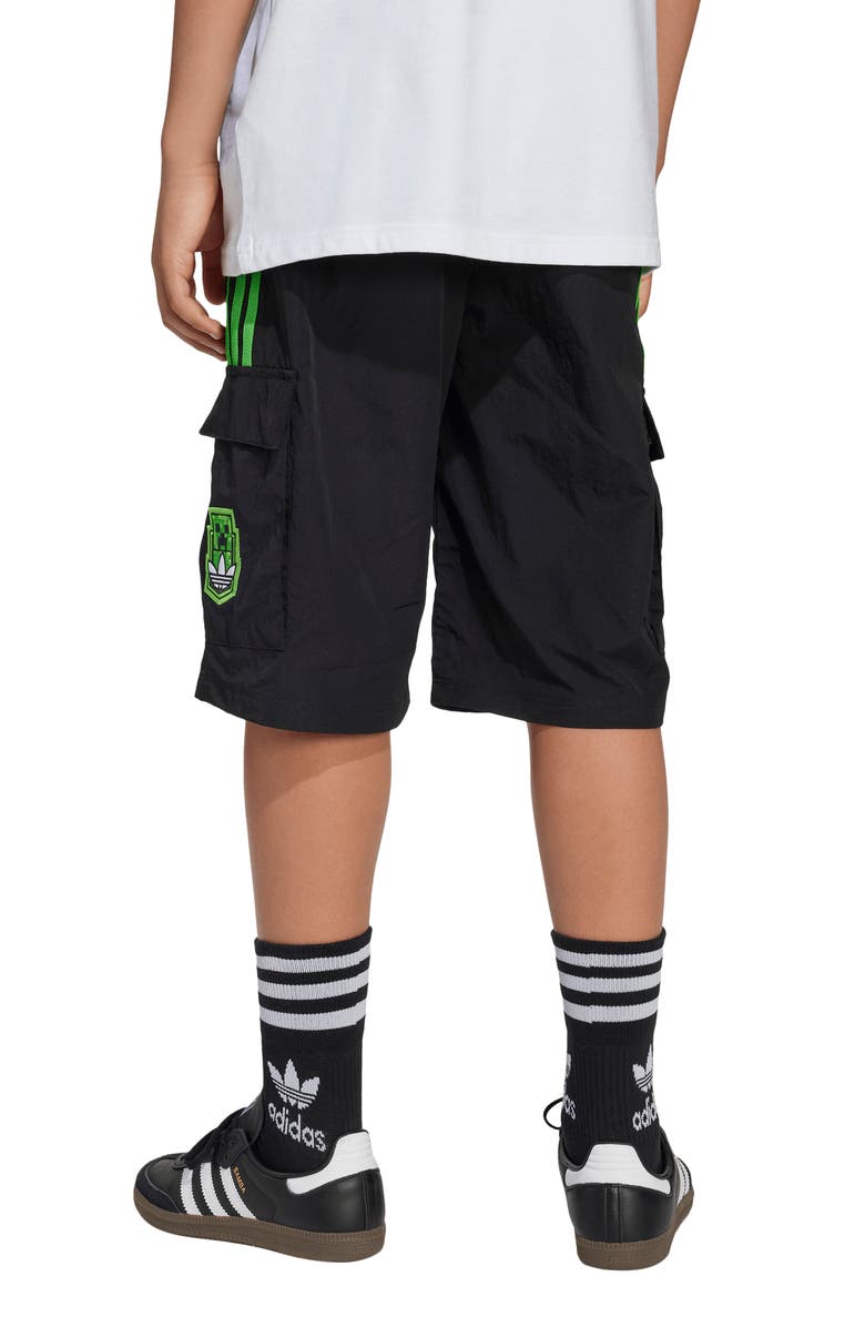 adidas Originals Kids' x Minecraft Drawstring Cargo Shorts, Alternate, color,