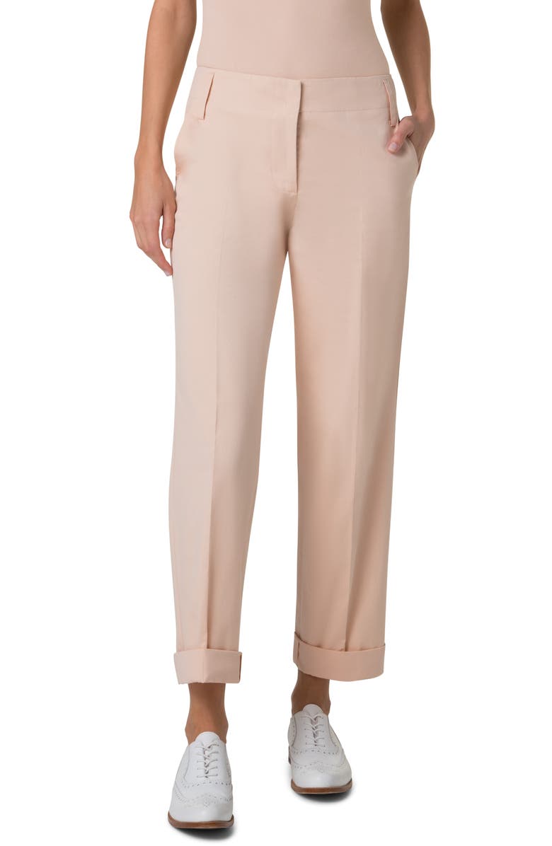 Akris Marlin Cuff Hem Double Face Cotton & Silk Blend Pants, Main, color, 