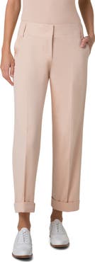Akris Marlin Cuff Hem Double Face Cotton & Silk Blend Pants