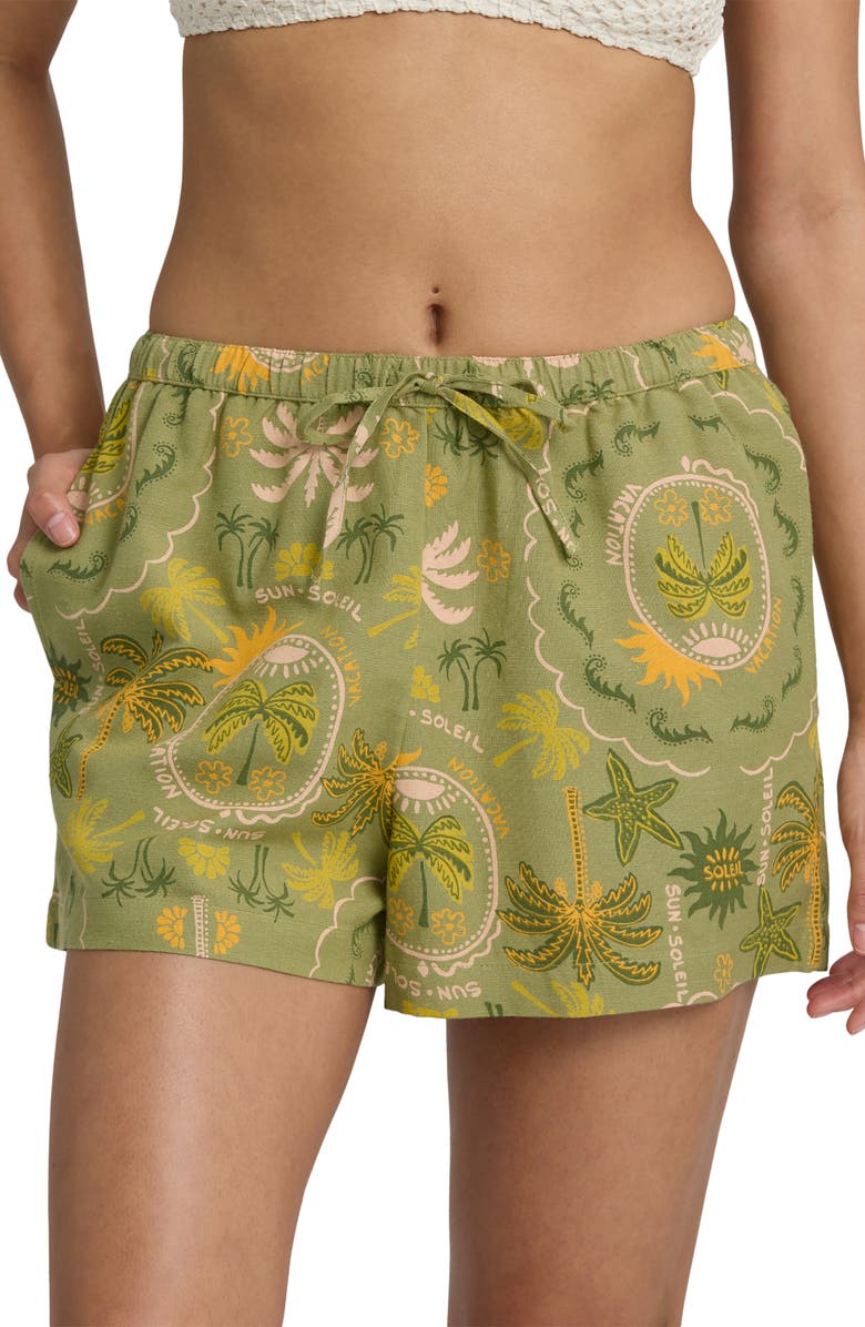Billabong Wanderer Print Drawstring Shorts, Alternate, color, Cedar