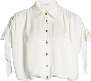 Ramy Brook Jacinta Crop Short Sleeve Button-Up Shirt