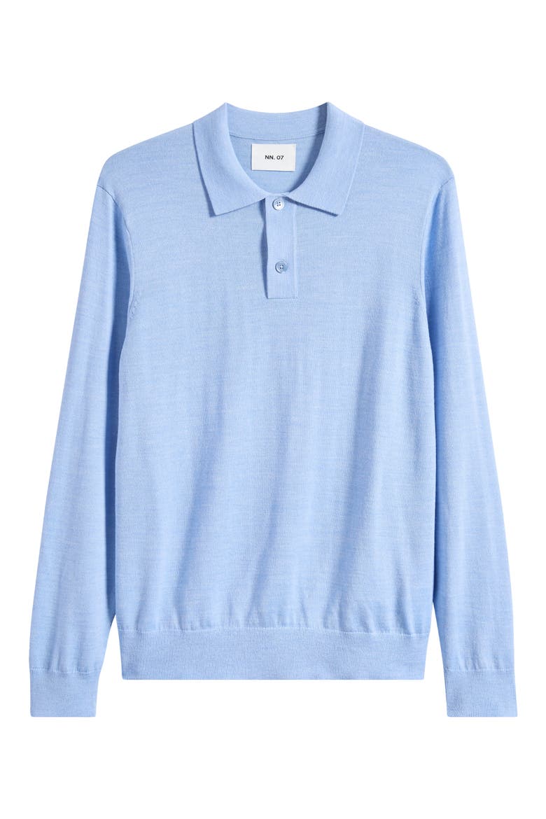 Serge 6584 Long Sleeve Wool Blend Polo Sweater, Alternate, color, CERULEAN