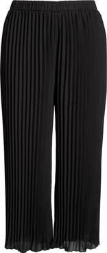 Anne Klein Pleated Pull-On Crop Wide Leg Pants