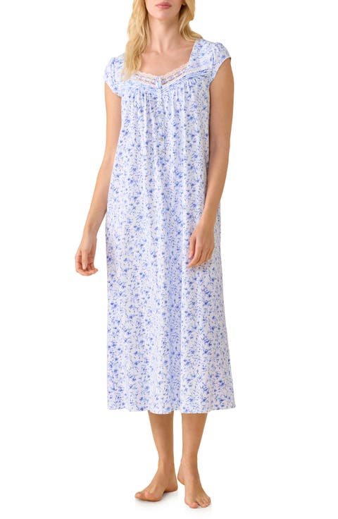 Print Cotton Jersey Long Nightgown