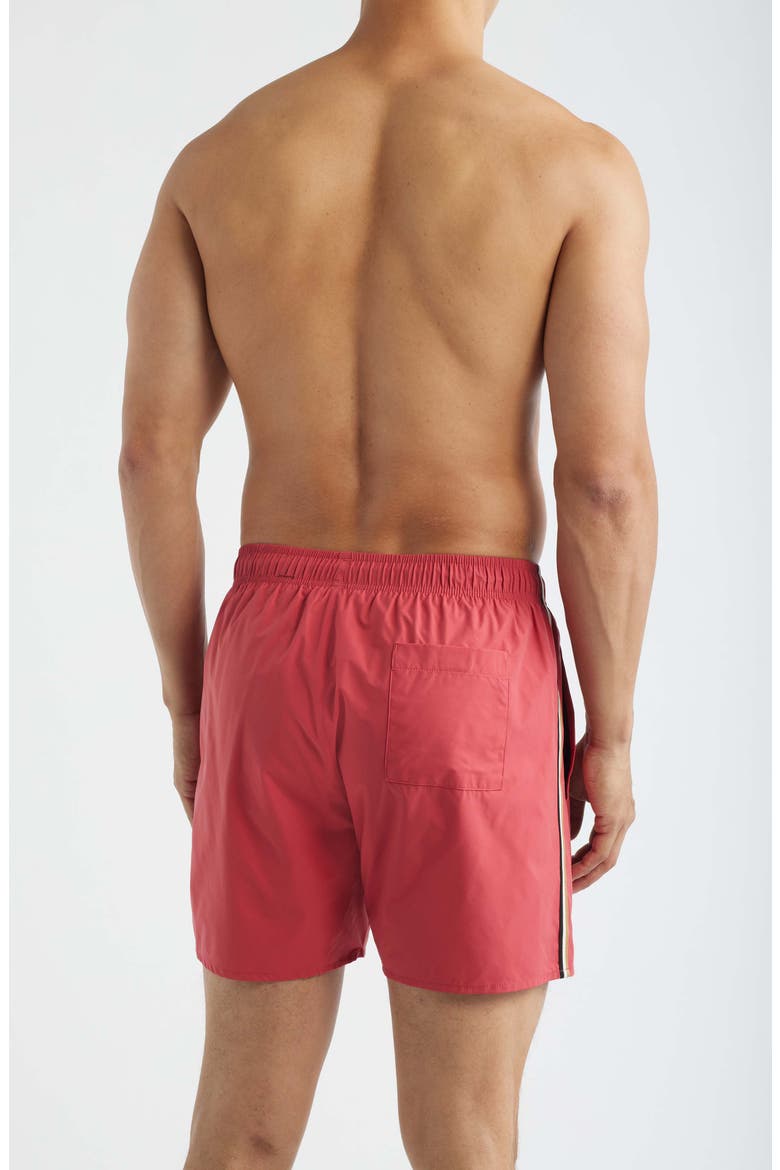 Iconic Side Stripe Swim Trunks, Alternate, color, DARK RED