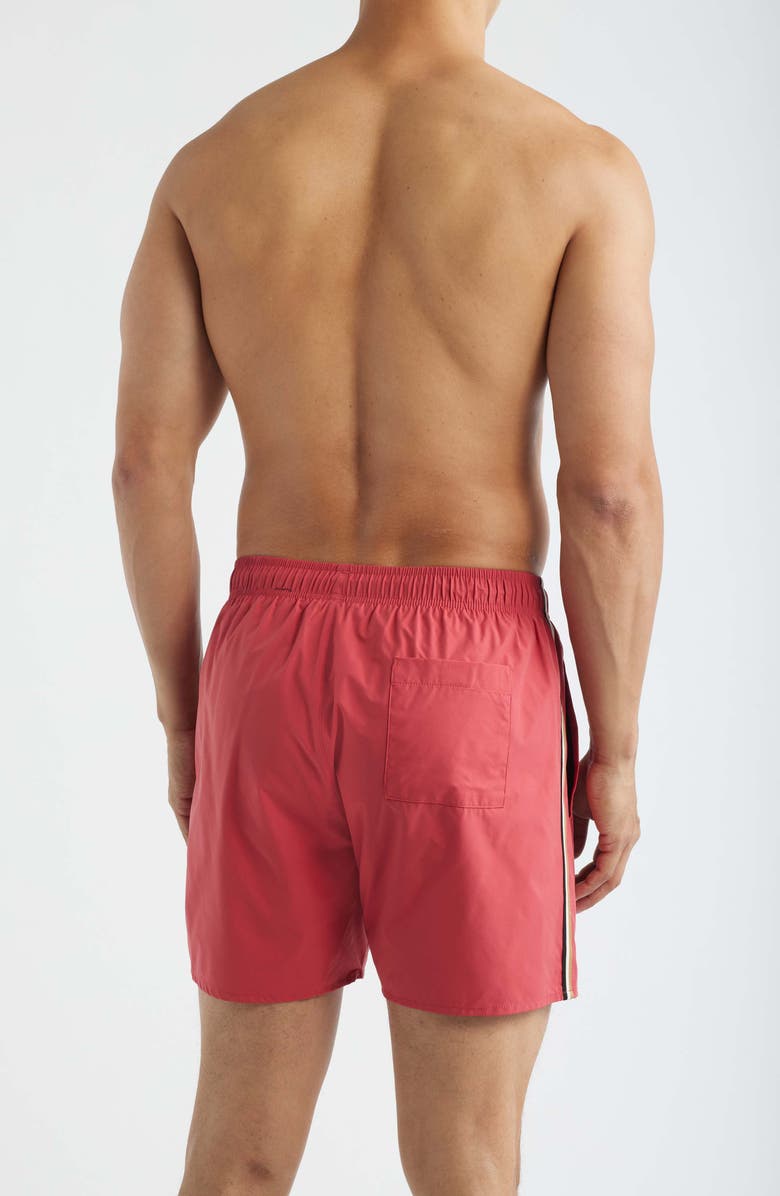 BOSS Iconic Side Stripe Swim Trunks, Alternate, color, Dark Red