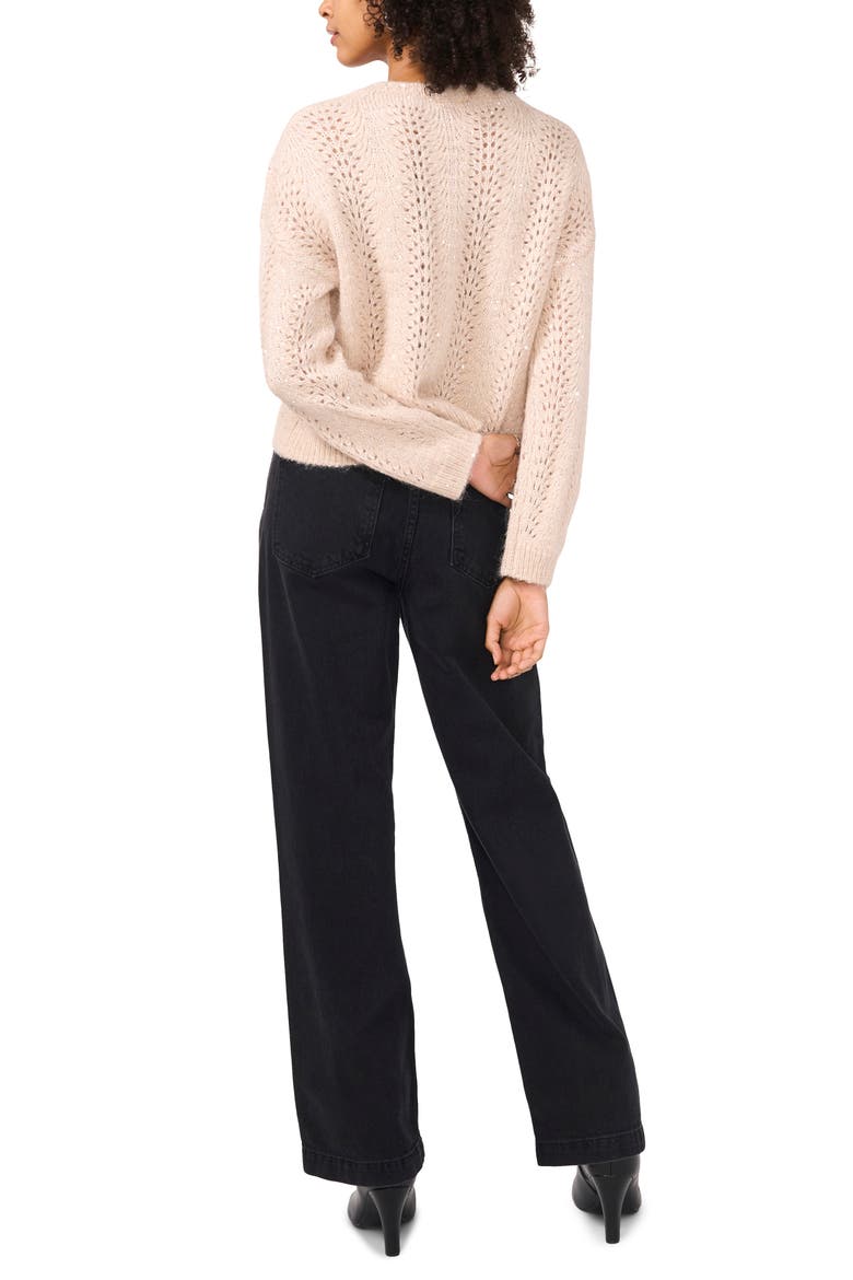 Sequin Pointelle Sweater, Alternate, color, CHAMPAGNE/ SILVER