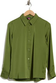 Vince Camuto Satin Long Sleeve Button-Up Shirt