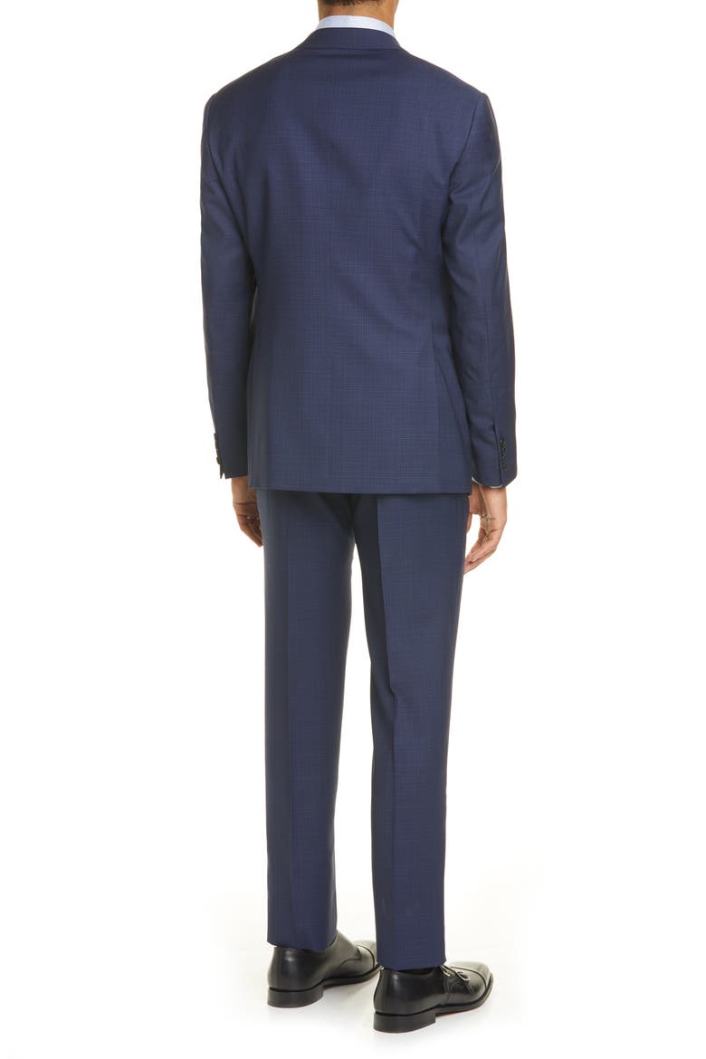 Trim Fit Check Wool Suit, Alternate, color, BLUE