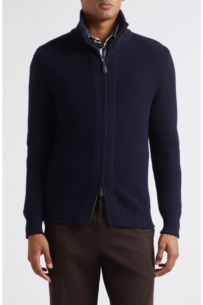 Wool Bomber Cardigan, Main, color, NAVY