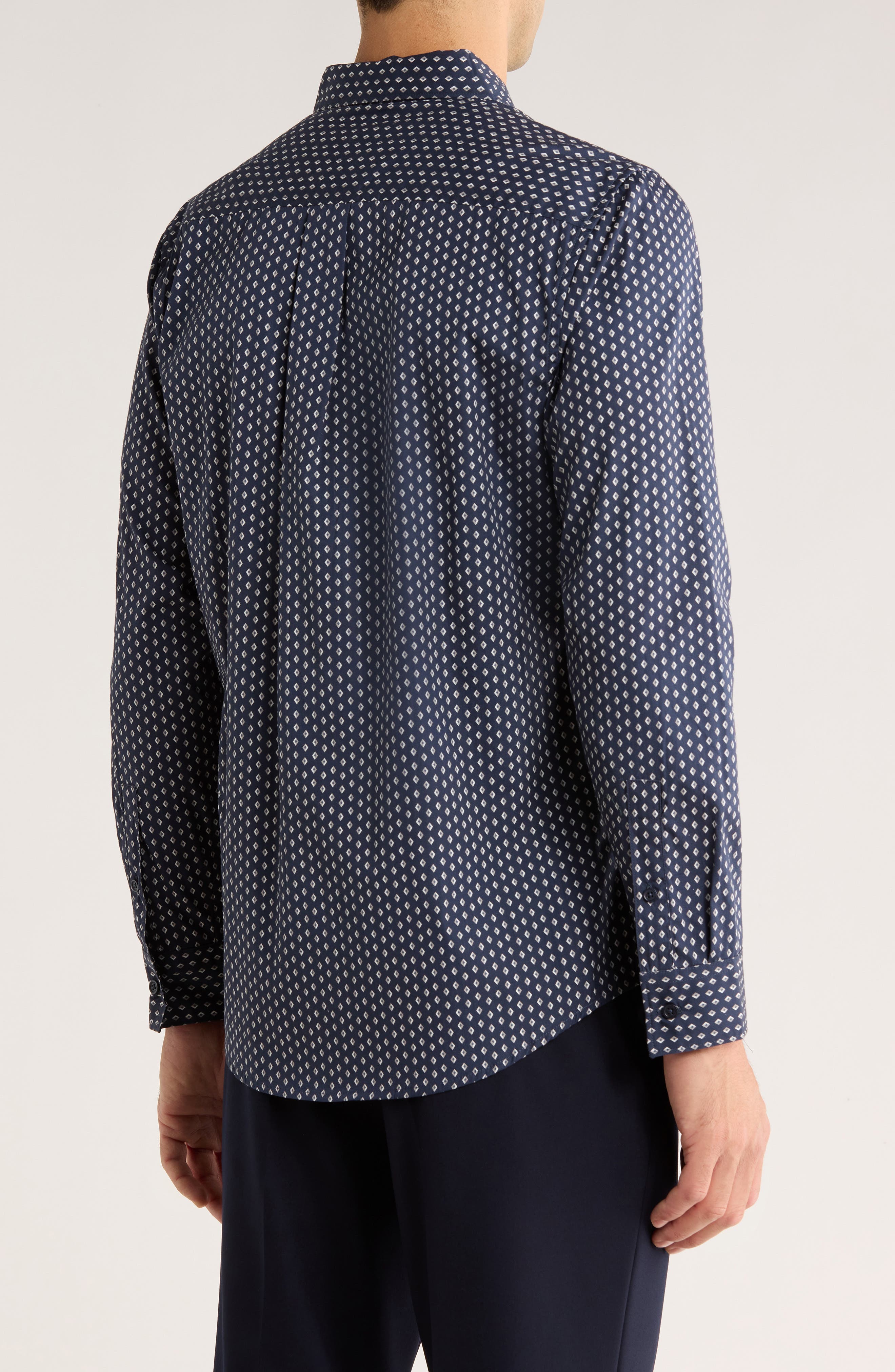 Diamond Print Cotton Button-Up Shirt - image 2