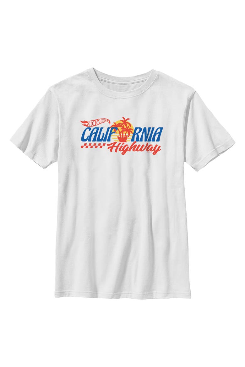 Boy's Hot Wheels Palm Trees California Highway  Graphic T-Shirt, Main, color, White