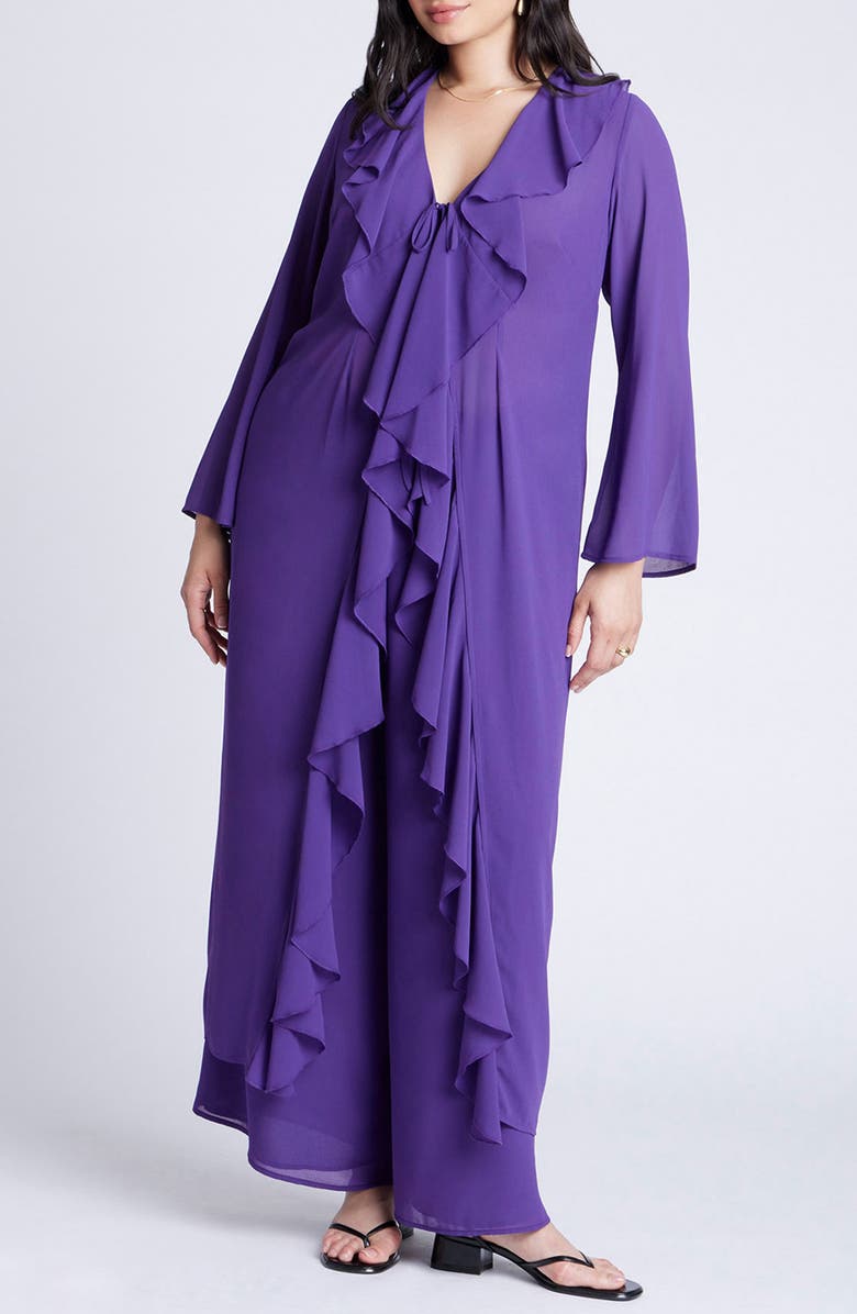 ELOQUII Ruffle Duster Jacket, Main, color,