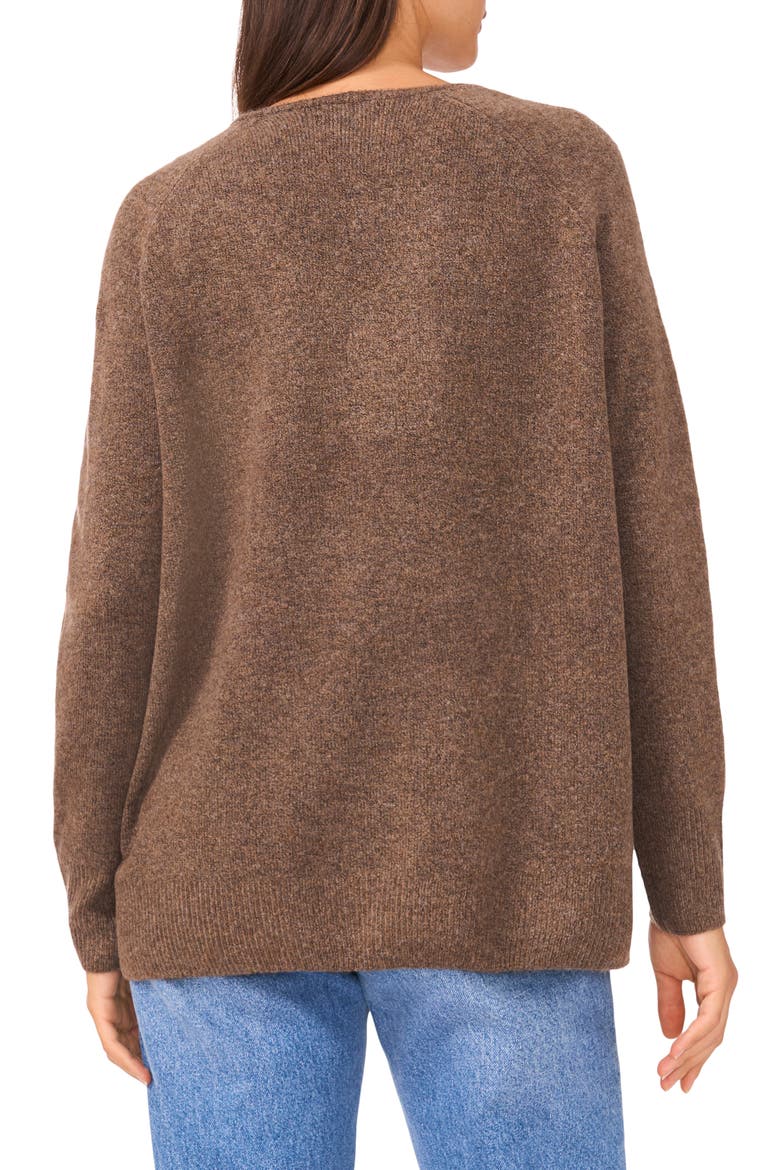 V-Neck Sweater, Alternate, color, MEDIUM BROWN