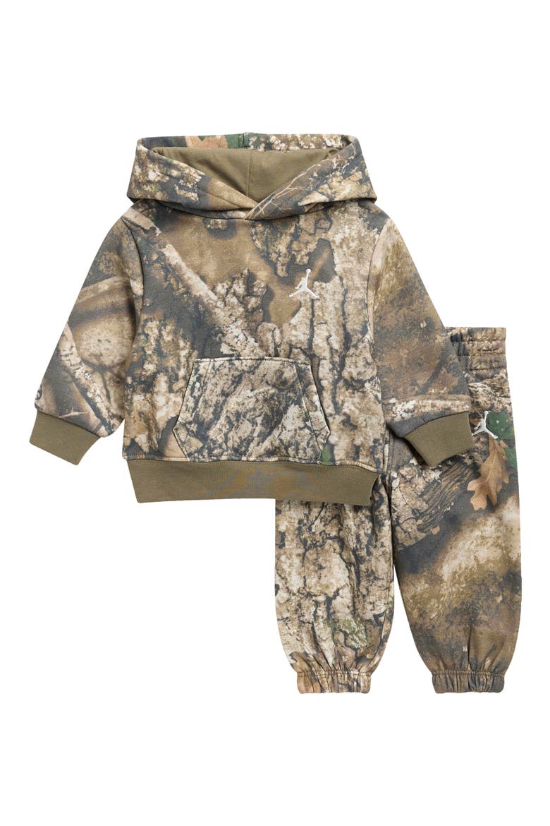 Jumpman Camo Fleece Hoodie & Joggers Set, Main, color, MEDIUM OLIVE