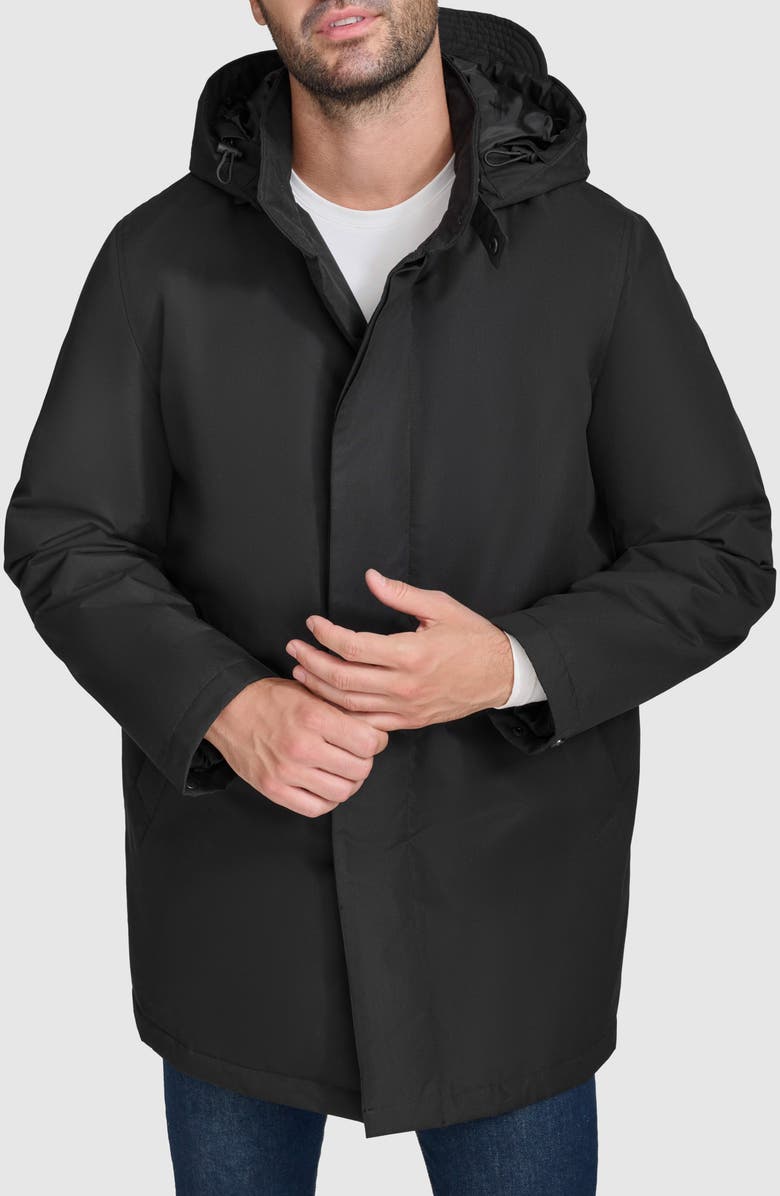 Cole Haan Signature Hooded Raincoat, Alternate, color, Black