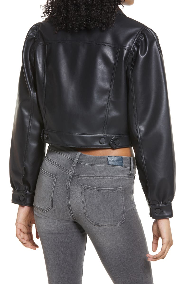 BLANKNYC Puff Sleeve Faux Leather Crop Jacket, Alternate, color,