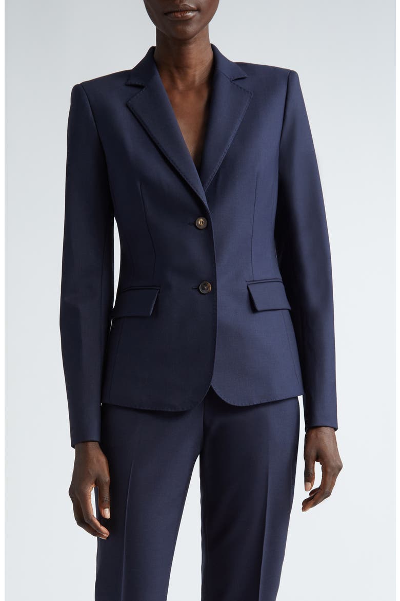 Fitted Stretch Wool Blazer, Main, color, INK