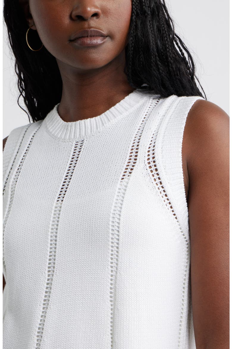 Open Stitch Sleeveless Sweater, Alternate, color, WHITE